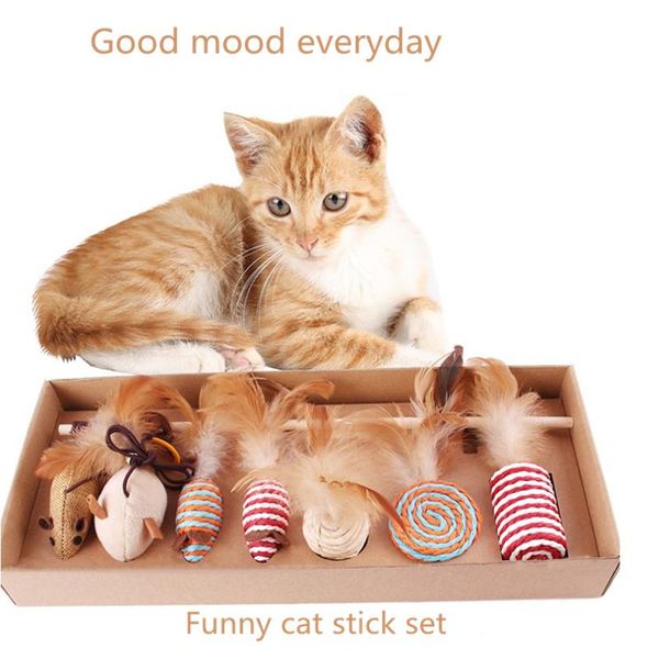 

cat toy gift box set funny stick interactive pet supplies feather toys