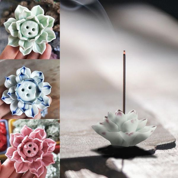 

fragrance lamps 1pc incense stick holder ceramic lotus burner ash catcher plate