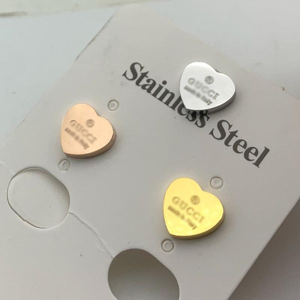 

stud heart earring womens stainless steel rose gold jewelry wholesale simple couple gifts for women accessories, Golden;silver