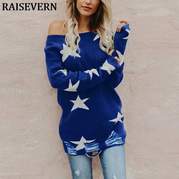

women's sweaters 2021 women off shoulder pentagram print sweater casual loose long hollow knitting female autumn winter pullover, White;black