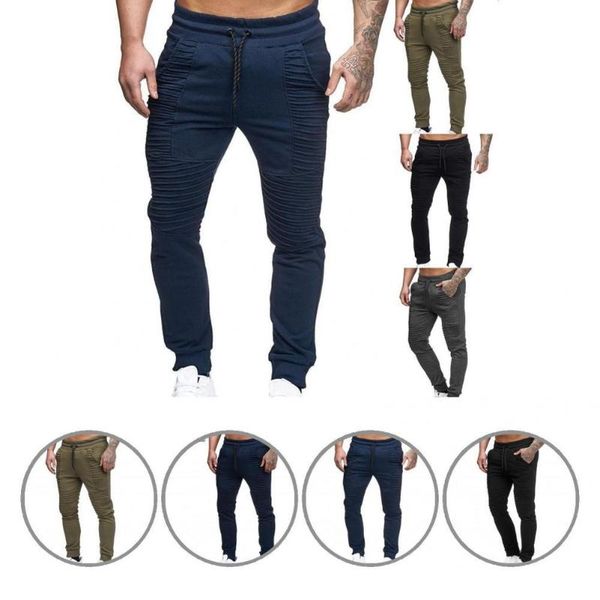 

men's pants pencil trousers breathable men cold resistant elastic waist chic striped pleated adjustable drawstring sweatpants, Black