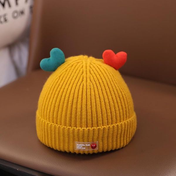 

caps & hats baby hat autumn and winter thick wool warm cute knitted invierno gorras girls beanie, Yellow