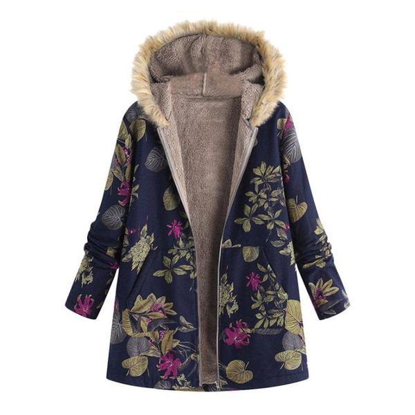 

women's jackets female jacket plush coat women fur collar zipper and velvet printed cardigan long button vintage outerwear, Black;brown