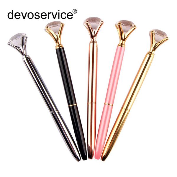 

1pc big crystal ballpoint pen 19 carat large diamond ball material escolar bolis escolares novelty office metal rose gold pens, Blue;orange