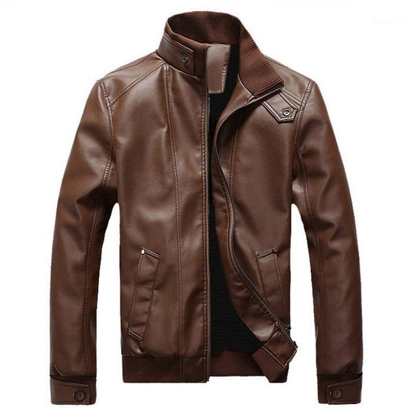 

men's trench coats 2021 motorcycle leather jacket men jackets jaqueta de couro masculina mens, Tan;black
