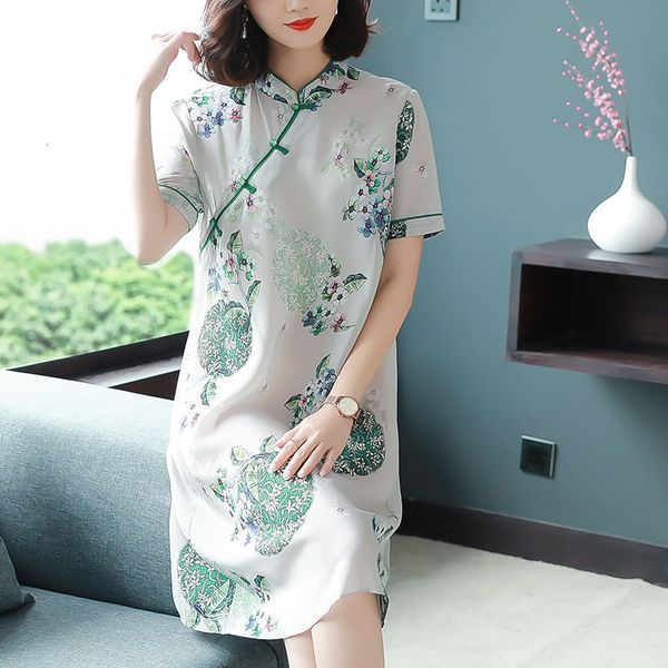 

luxury casual dresses summer blue and white porcelain color modified cheongsam women's summer mom fashion drs in 2021, Black;gray
