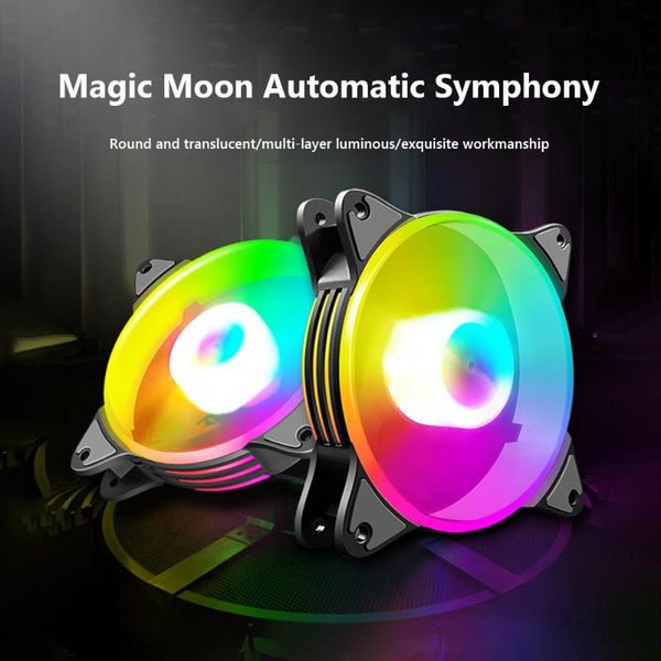 

12cm pc case cooling fan rgb colorful lighting heat sink large 4 pin cooler radiator for deskchassis access fans & coolings