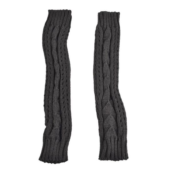 

fingerless gloves lady girl stretch weave knit arm warmer, Blue;gray