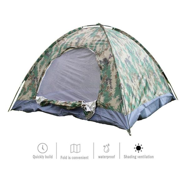 

tents and shelters camping tent waterproof anti-uv 4 people portable single layer digital camouflage for hiking beach fishing picnic