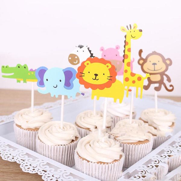 

other festive & party supplies 7pcs/set animal cartoon small inserted card gift giraffe birthday decorations cake er paper wedding