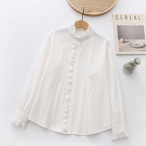 

women's blouses & shirts lamtrip french style lolita ruffles long sleeve shirt cotton white blouse 2021 summer yrla