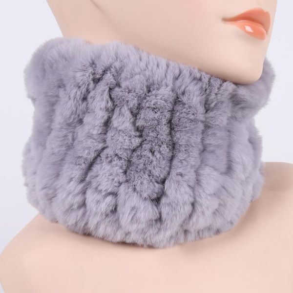 

scarves winter women real fur ring scarf knit good stretch genuine rex headbands elastic warm soft natural, Blue;gray