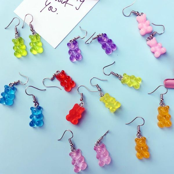 

dangle & chandelier hanging earrings teddy bears earring bear candy 2021 cute hairpin bracelet, Silver