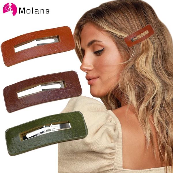 

molans geometry hairpin pu faux leather hair clips for women girls barrettes kids hairgrip fashion accessories headwear