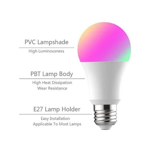 

smart home control light bulb e27 wifi led 7w 9w rgbcw color change 1/2/3/4 unit, your app remote can use google with
