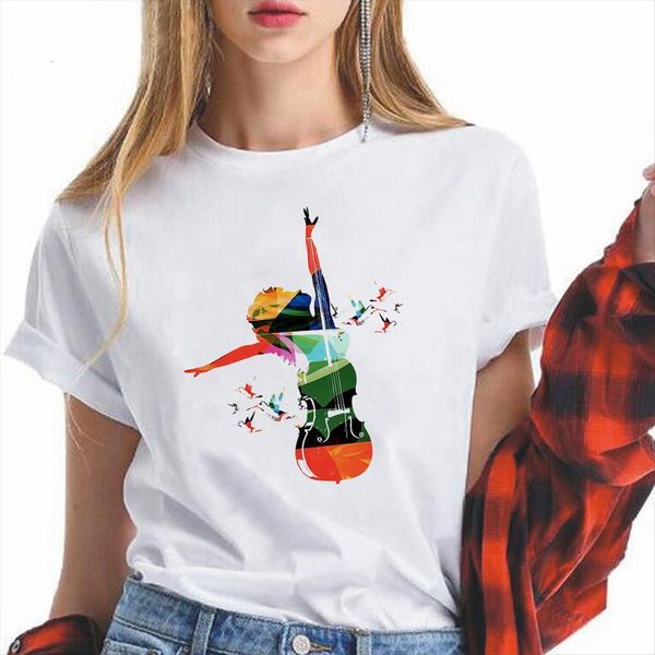

music and dance summer ulzzang women fashion streetwear casual crewneck europe america short sleeve woman, White