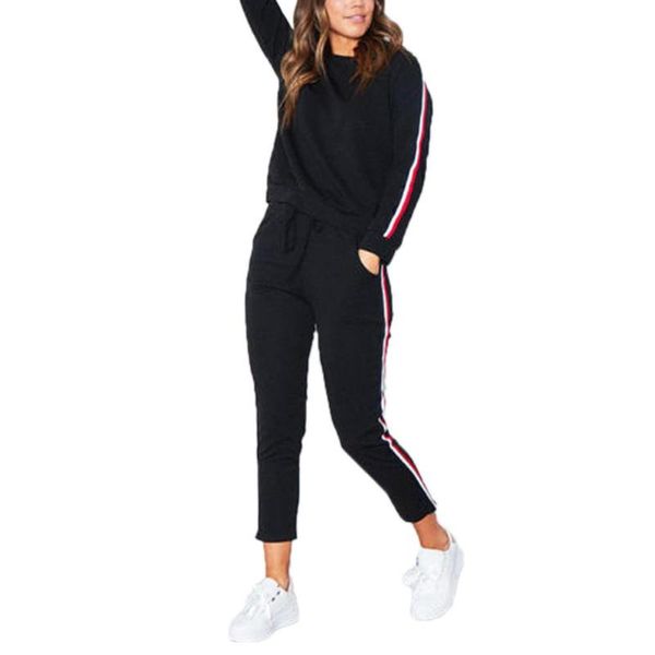 

women's two piece pants mrwonder women suits casual color matching sports suit leisure fitness for autumn spring, White