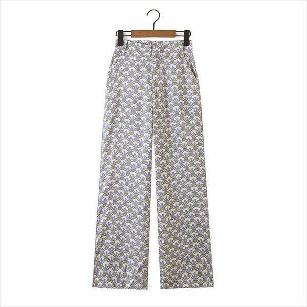 

stylish printing straight fashion women capri high waist zipper pocket flowers elegant womens office lady streetwear, Black;white