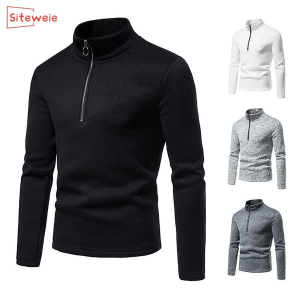 

men's sweaters siteweie men trendy solid color long sleeve knitted sweater autumn winter zipper neck pullover outerwear g784, White;black