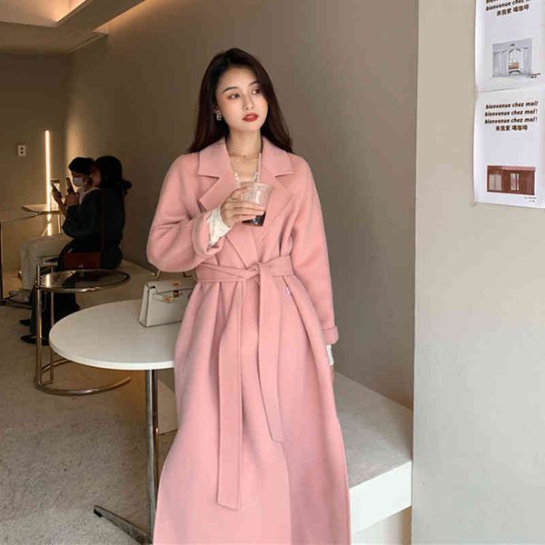 

jackets women elegant solid long wool coat with belt 47dx 5dc3, Black;brown