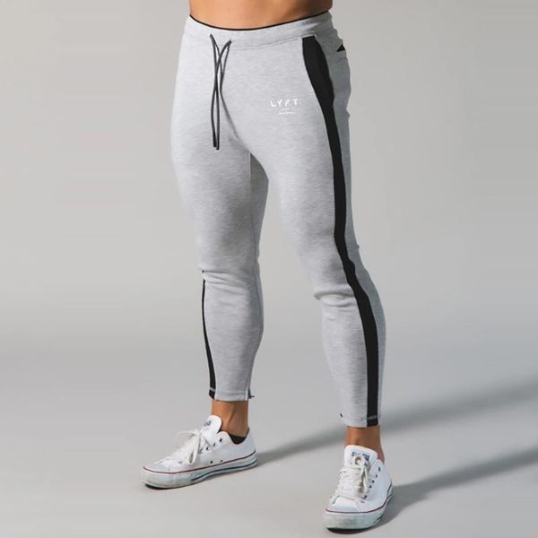 

-style muscle brothers, fitness pants, european and american slim stretch men's casual pants, Black
