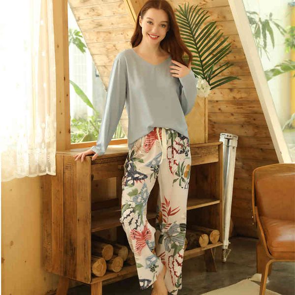 

women's sleepwear pajamas set women comfortable cotton viscose contrasting color long sleeve with trousers female night suit, Black;red