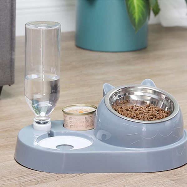 

cat pet bowls water and bowl set 15Â°tilted with automatic waterer bottle for small or medium size dogs & feeders