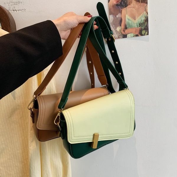 

evening bags hit colour square crossbody bag 2021 fashion quality pu leather women's designer handbag lock shoulder messenger