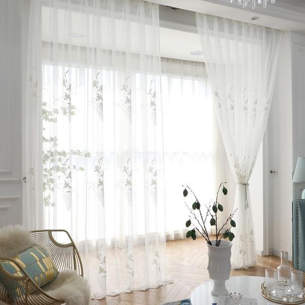 

curtain & drapes chinese orchid embroidery white tulle for living room and bedroom balcony screen partition
