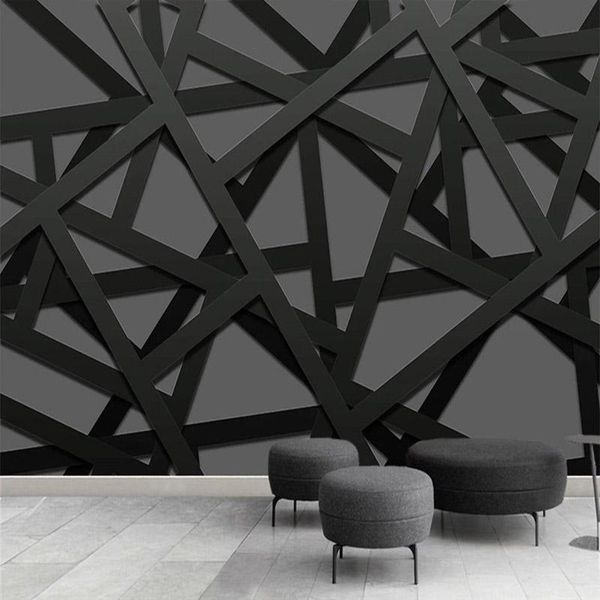 

wallpapers custom any size mural wallpaper 3d stereo black cool geometry fresco ktv bar self-adhesive waterproof creative art wall stickers