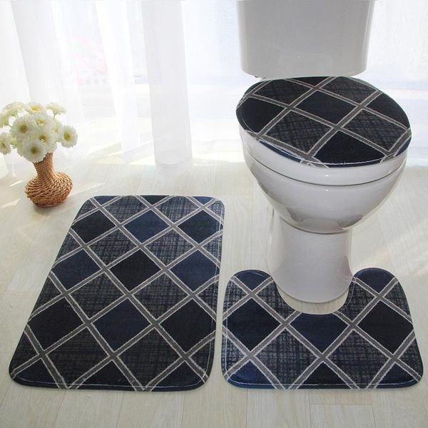 

european style non-slip mat various fashion patterns toilet cover pad bathroom three piece set the fabric is soft and delicate bath mats