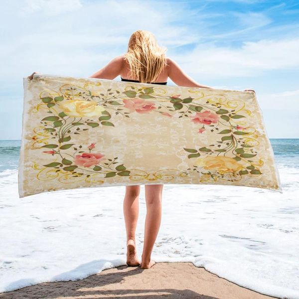 

towel roses border wreath flower bath camping bathroom accessories microfiber beach towels for adults