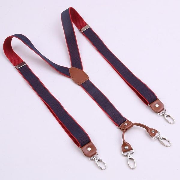 Suspensórios de couro de vaca marrom 25cm largura 4 ganchos homens / mulheres suspender y traseira retro aparelho suspensores casamento casual