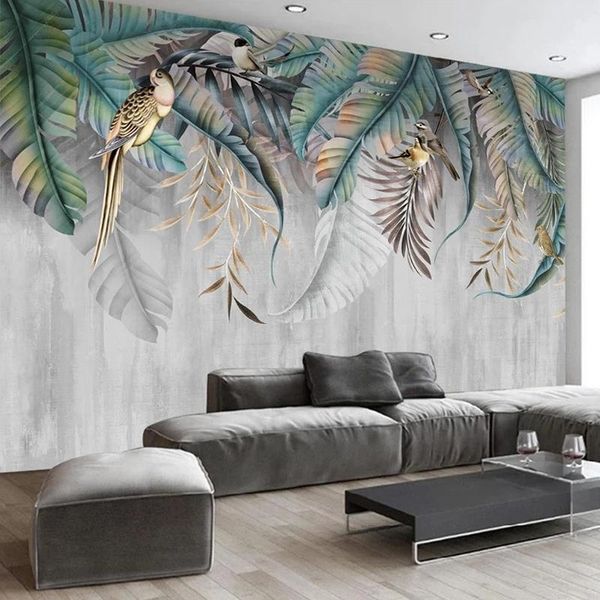 

wallpapers custom mural wallpaper modern 3d nordic style plant leaves birds po wall living room bedroom home decor fresco