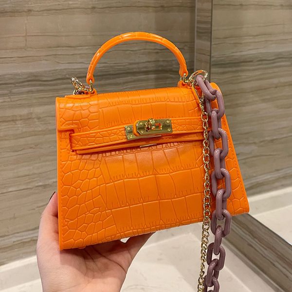 

womens matelasse jelly chains mini crossbody flap bag fashion icon crocodile pattern totes chain bags shoulder candy handle vanity desi odpv