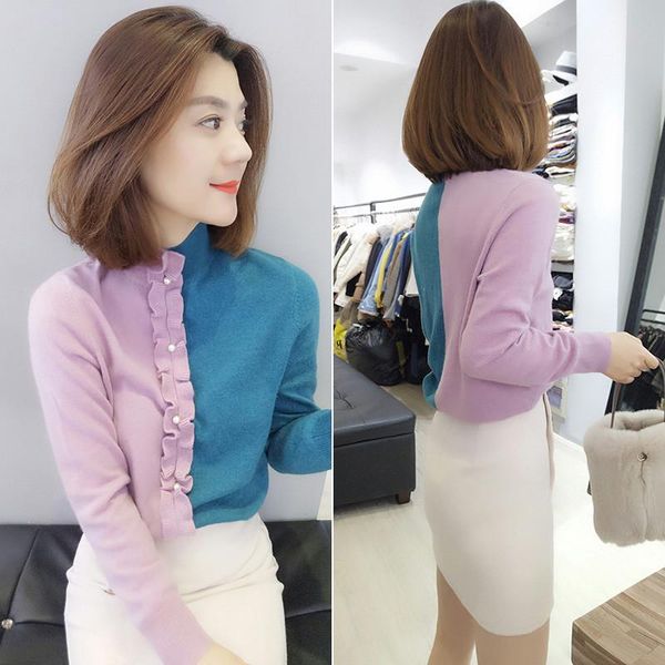 

women's sweaters sweater 2021 collar knit autumn winter korean casual bottoming ladies pullover, White;black