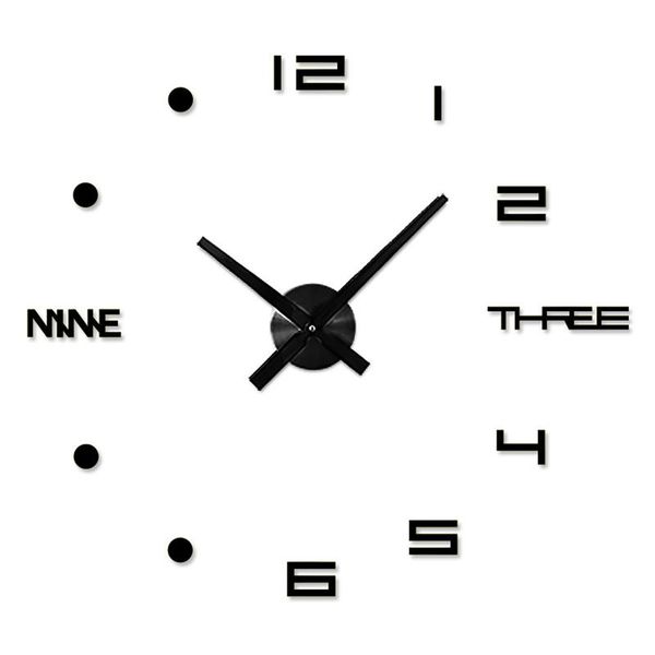 

wall clocks silent 3d frameless home clock round diy stickers decoration bedroom battery powered modern pointer digital office acrylic