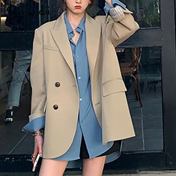 

women's suits & blazers syiwidii suit women 2021 fall winter korean black jackets long sleeve office lady coats double breasted notched, White;black