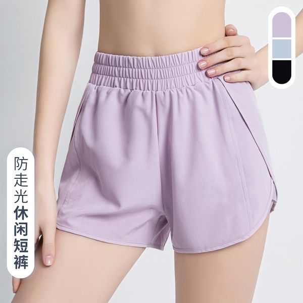 

lulu new sports shorts women's anti light fitness vacation two loose quick drying and breathable yoga running casual pants, Black;white
