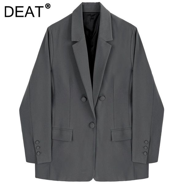 

women's suits & blazers [deat] women blazer simple turn-down collar solid color long sleeve loose fit coat fashion tide spring autumn 2, White;black