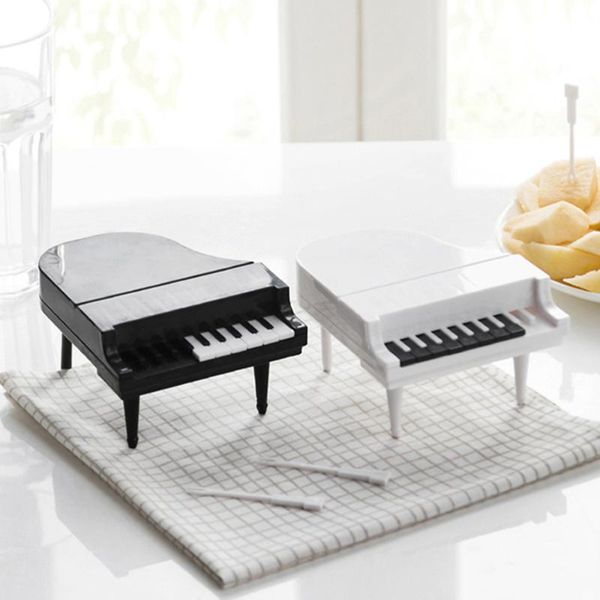 

forks 2 sets cake fruit piano keyboard small fork for home party banquet (black)