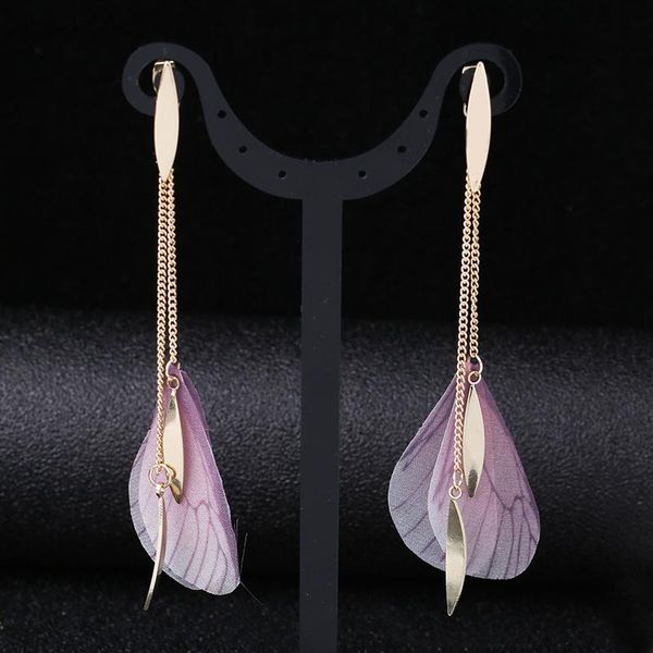 

fashion temperament earrings personality tassels wild pendant fresh and cute feather for women hoop & huggie, Golden;silver