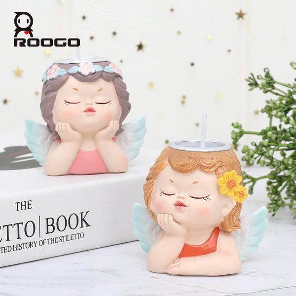 

roogo home decor european style beautiful angel candle stick using for romantic dinner or festival celebration holder holders