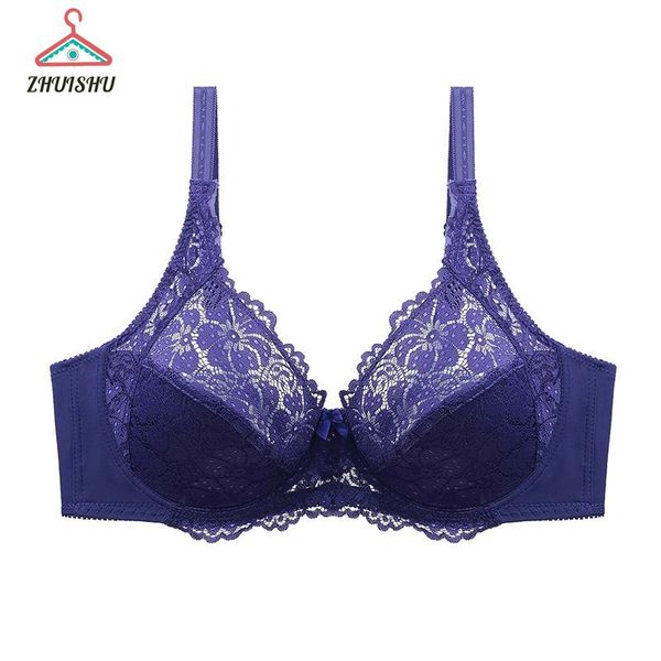 

bras zhuishu women 3/4 efcup lace underwear lingerie ultra thin large size bra solid color semi perspective s134, Red;black
