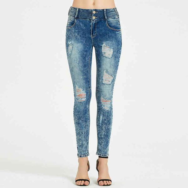 

jean skinny stretchy female jeans destroyed pencil torn vintage ladies denim anguished jeggings pants, Blue