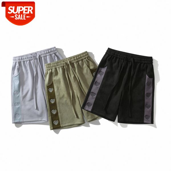 

lawfoo chinese men's color blocking love shorts casual pants #aa3o, Black