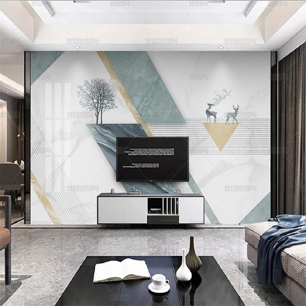 

wallpapers 3d jazz white marble simple atmospheric geometry elk wallpaper tv background wall painting living room dining bedroom