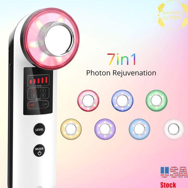 Ultrasonic LED Photon Light Face Rejuvenescimento Máquina Limpa Anti-Celulite Facial Massager