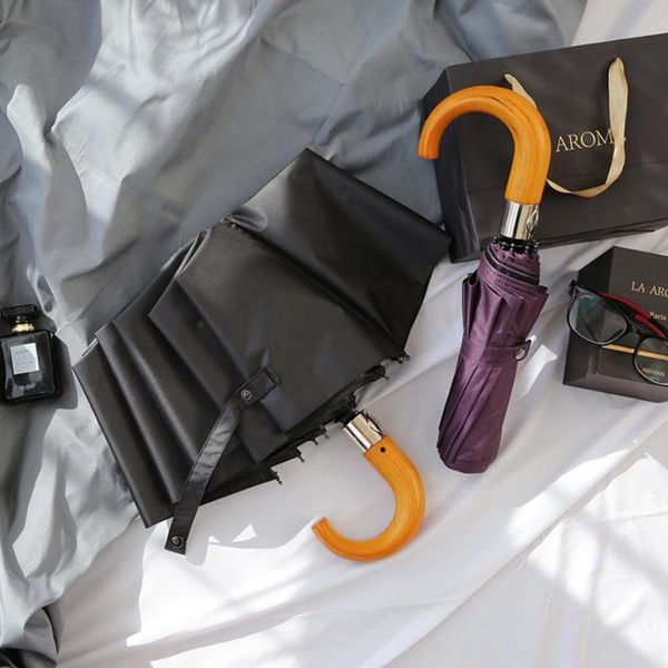 

large wooden handle anti uv umbrellal rain women floding automatic sun umbrella men windproof luxury kids umbrellas 50ys082