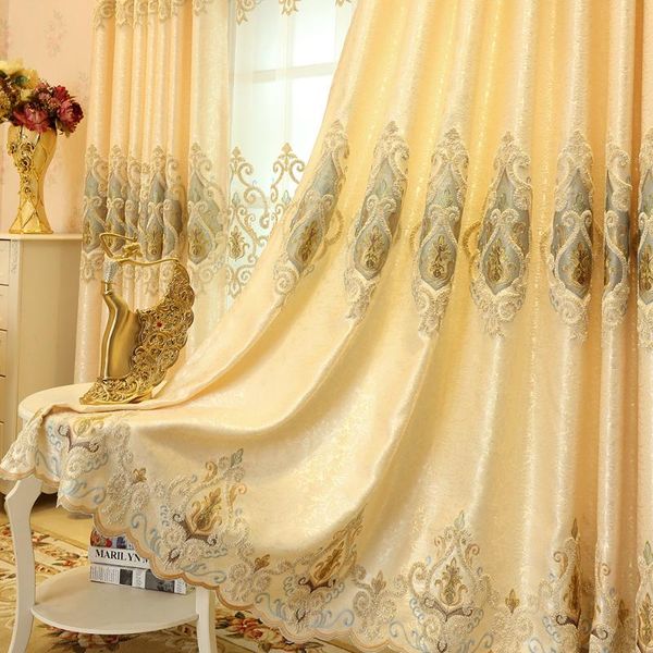

curtain & drapes ready made window curtains for living room luxury embroidery blinds blackout fabric and tulle villa bedroom